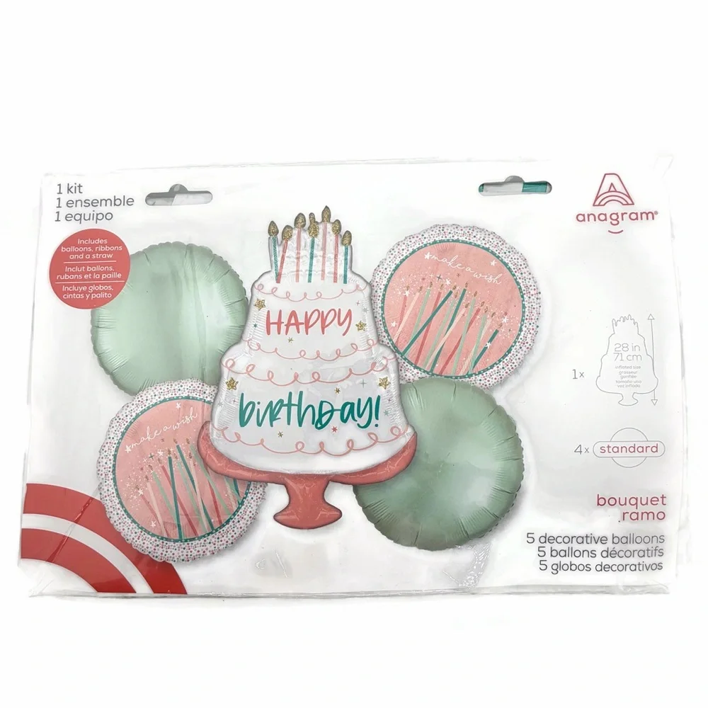 Happy Birthday Cake Bouquet Balloons